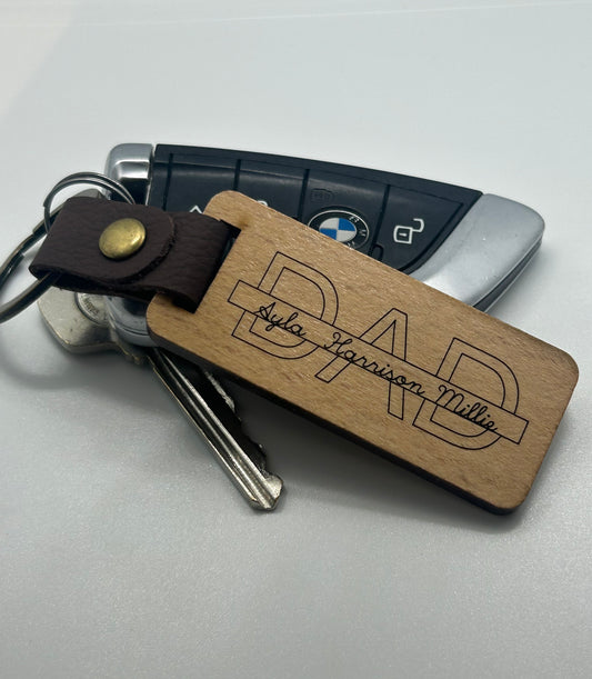 Personalised 'DAD' Wooden Keyring